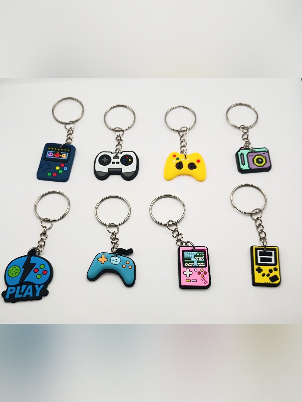 8pc Gamer PVC Keychain Set Retro Video Game Controller Backpack Charm Gift - Picture 1 of 3